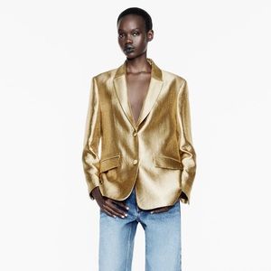 SOLD ON ANOTHER SITE Zara Gold Shoulder Pad Blazer